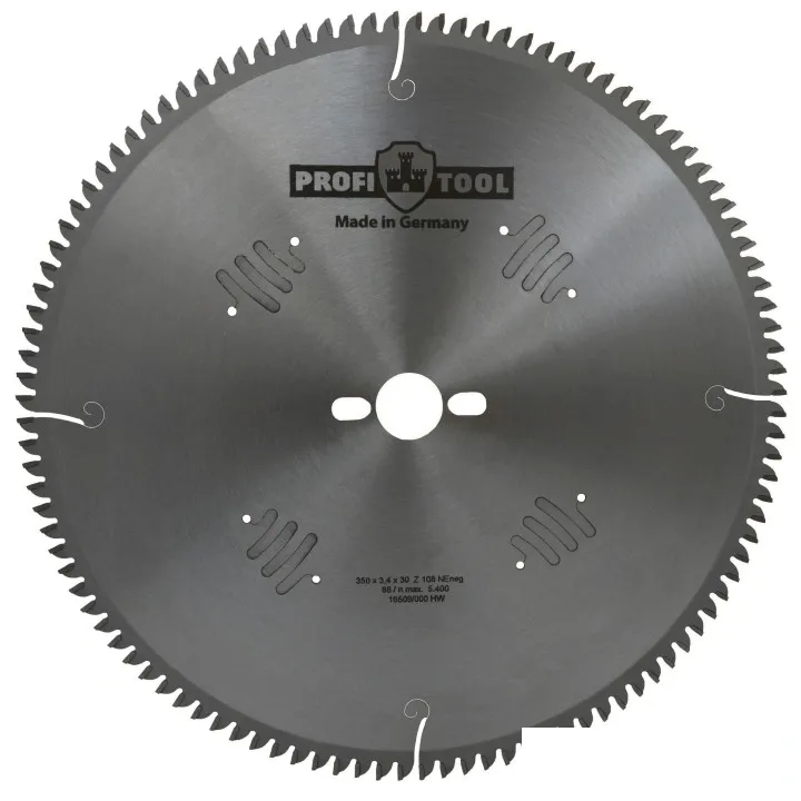 Диск пиляльний 350х3,4х2,8х30 мм, Z=108, форма зубця TFneg, нахил зубця -5° PROFITOOL 2135003 
