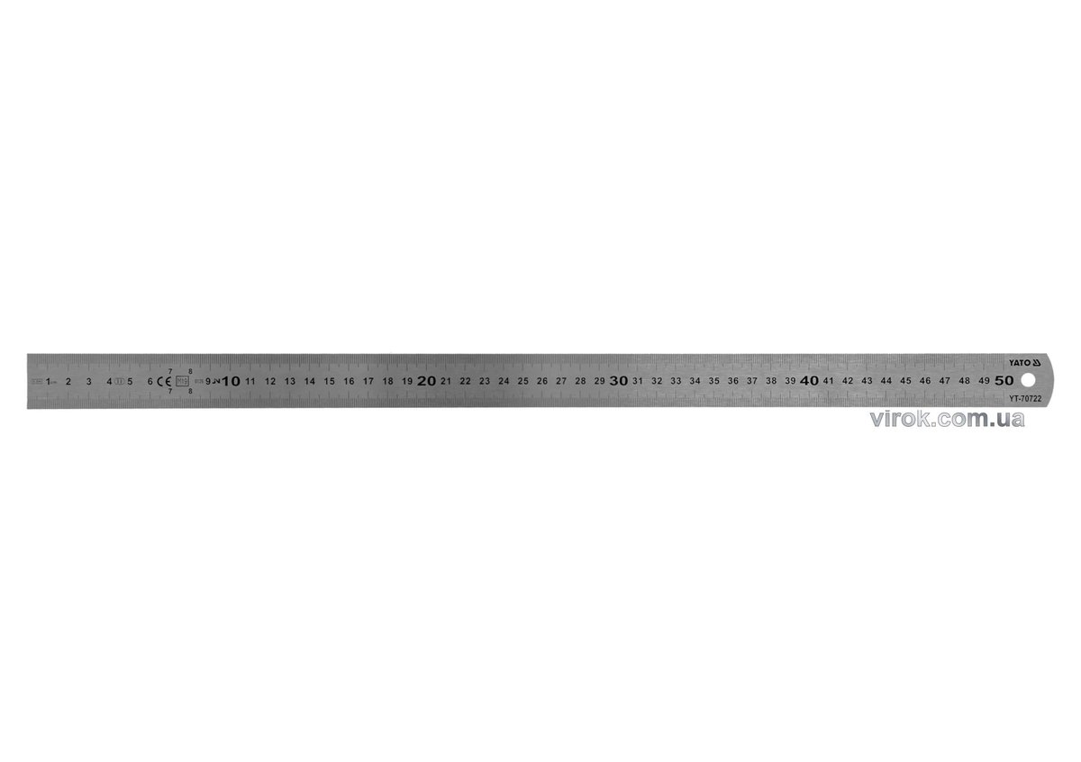 YATO Лінійка з нержавіючої сталі YATO : L= 500 x 30 мм, двостороння шкала, таблиці перетворення  | Y