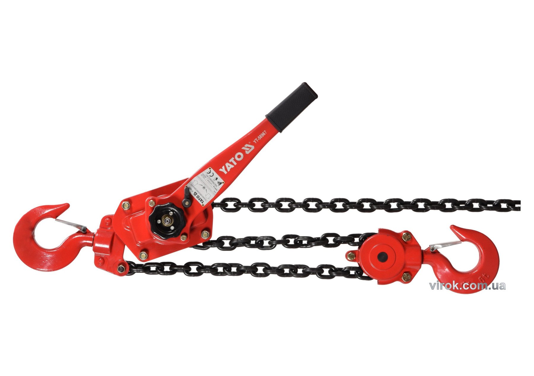 YATO Лебідка ланцюгова ручна YATO : з дотягувачем, H= 1.5 м, F= 6 т  | YT-58967