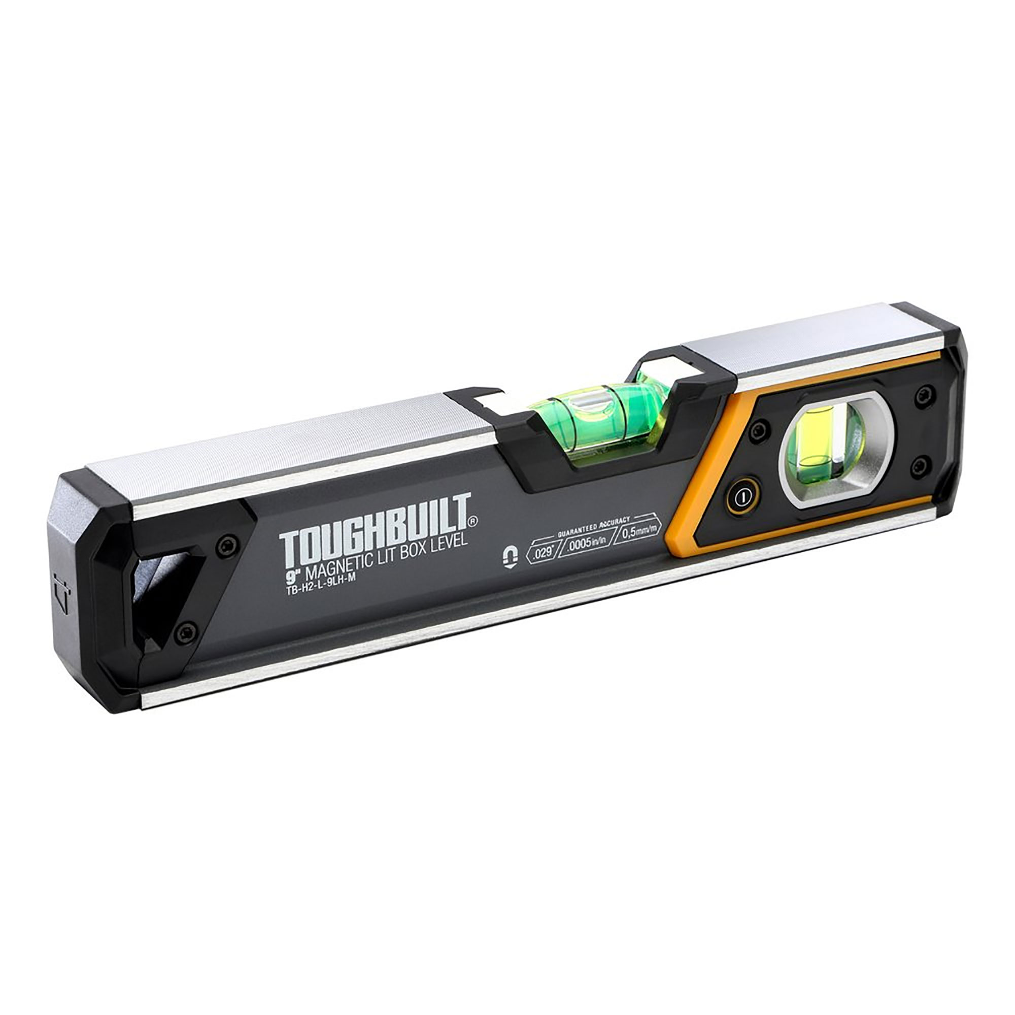 TOUGHBUILT Уровень ПРЕМИУМ 23 см, магнитный с подсветкой TB-H2-L-M23LH-M | TB-H2-L-M23-LH-M