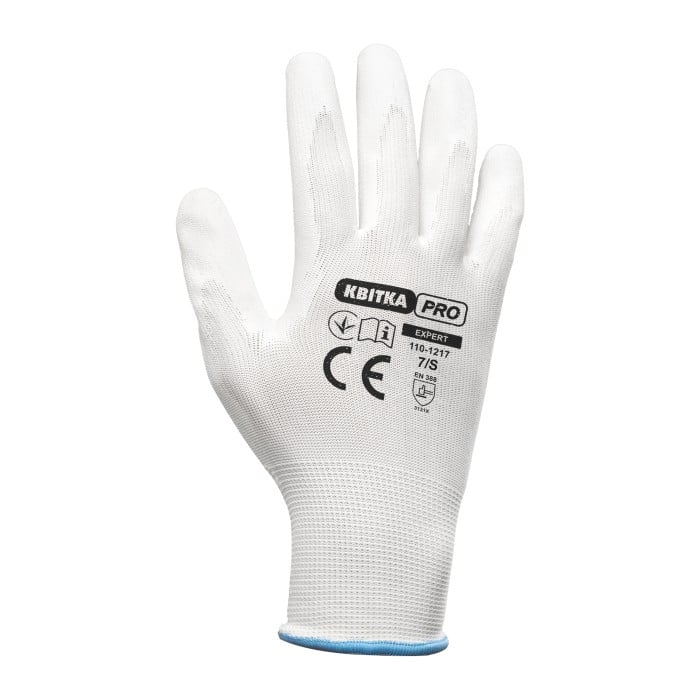 Стрейчеві рукавиці з поліуретановим покриттям КВІТКА PRO Sensitive (7"/ S) (110-1217-07-IND)