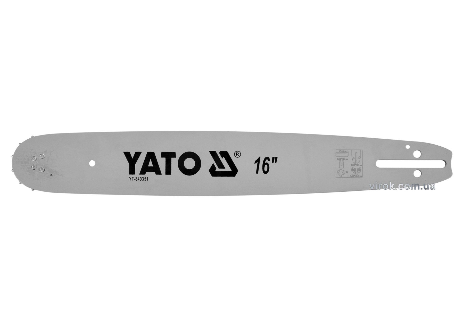 YATO Шина напрямна ланцюгової пили YATO l= 16"/ 40 см (66 ланок) для ланцюгів YT-84942, YT-84963  | 
