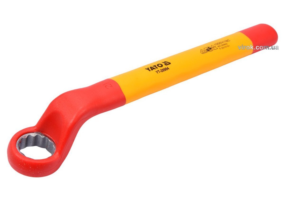 YATO Ключ накидний YATO : Вигнутий, М21 мм, ізольований корпус VDE до 1000V (DW) | YT-20994