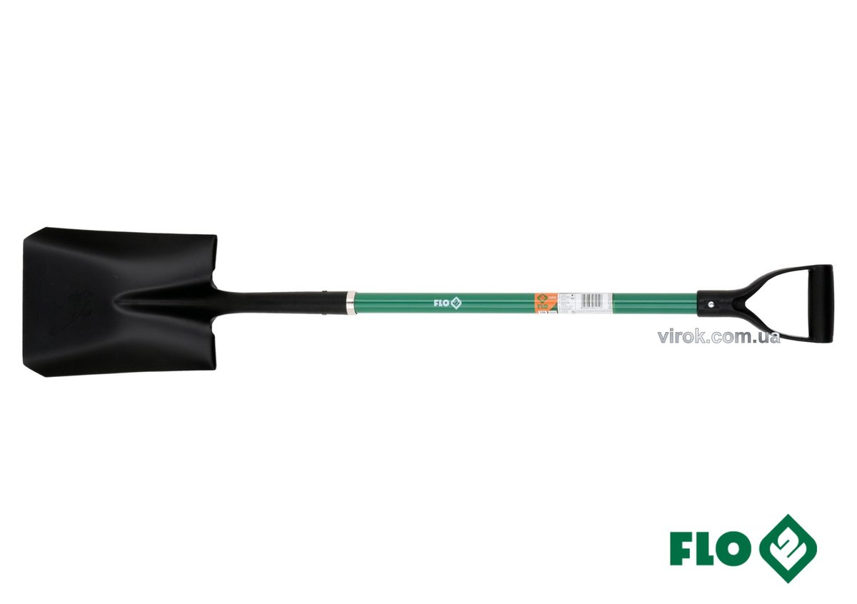 FLO Лопата совкова трапецієвидна : 22.5 x 29 x 120 см, сталева основа, скловолоконна ручка  | 35835