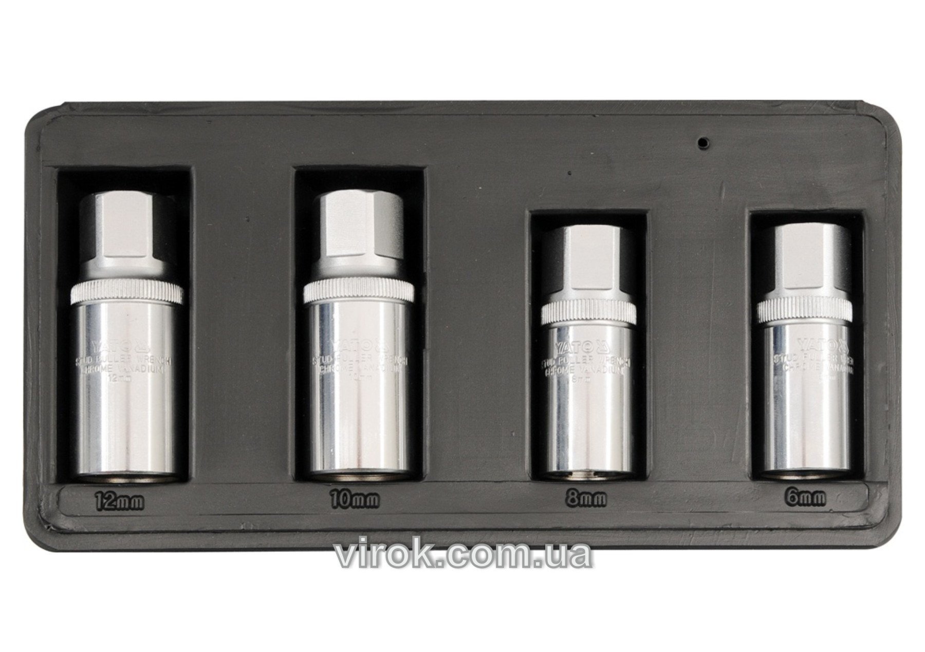 YATO Головки для знімання штифтів YATO, з кв. 1/2, M=21мм, 6,8,10,12мм, набір 4шт.  | YT-0620