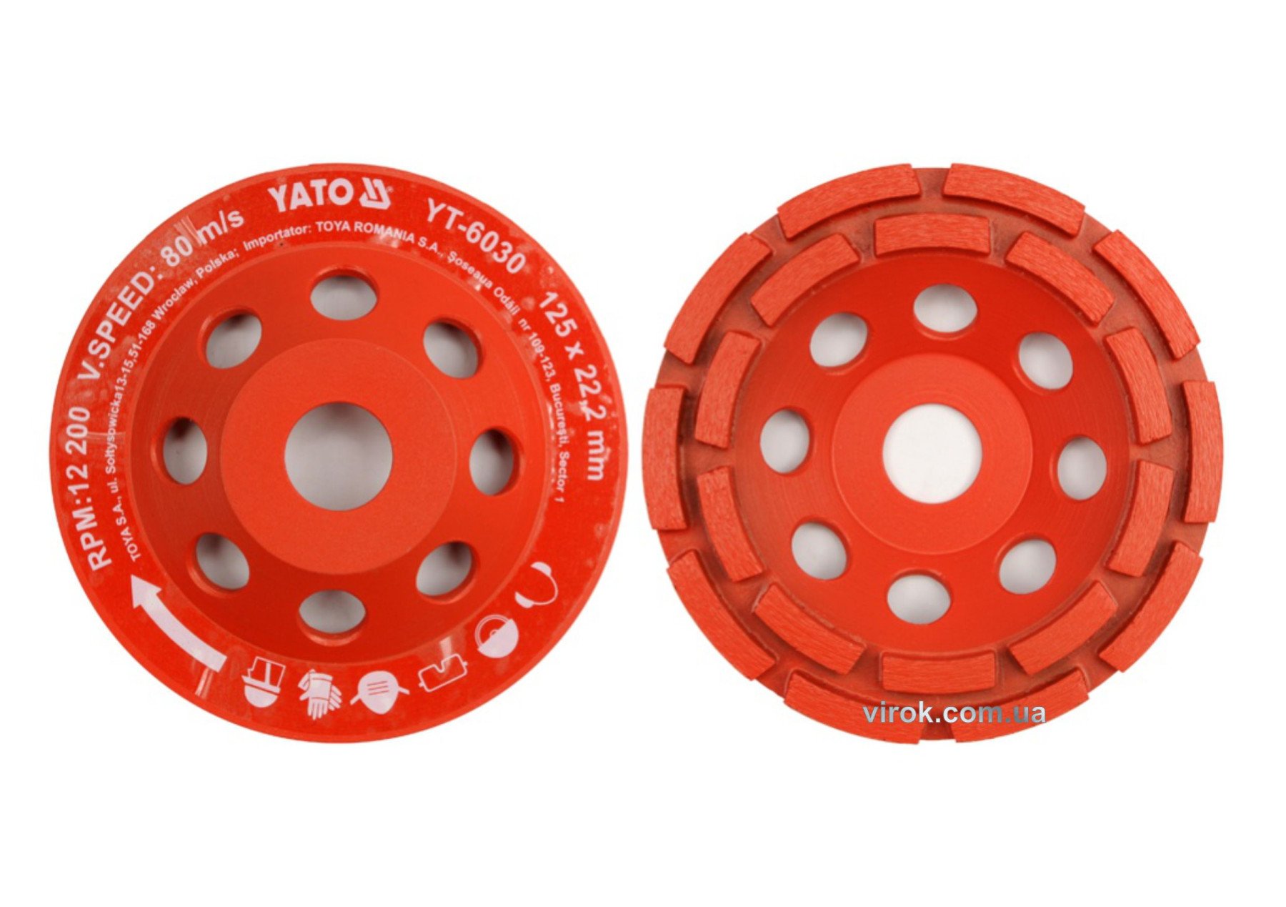 YATO Диск шліфувальний алмазний YATO по бетону і каменю, Ø=125х22 мм(DW) | YT-6030