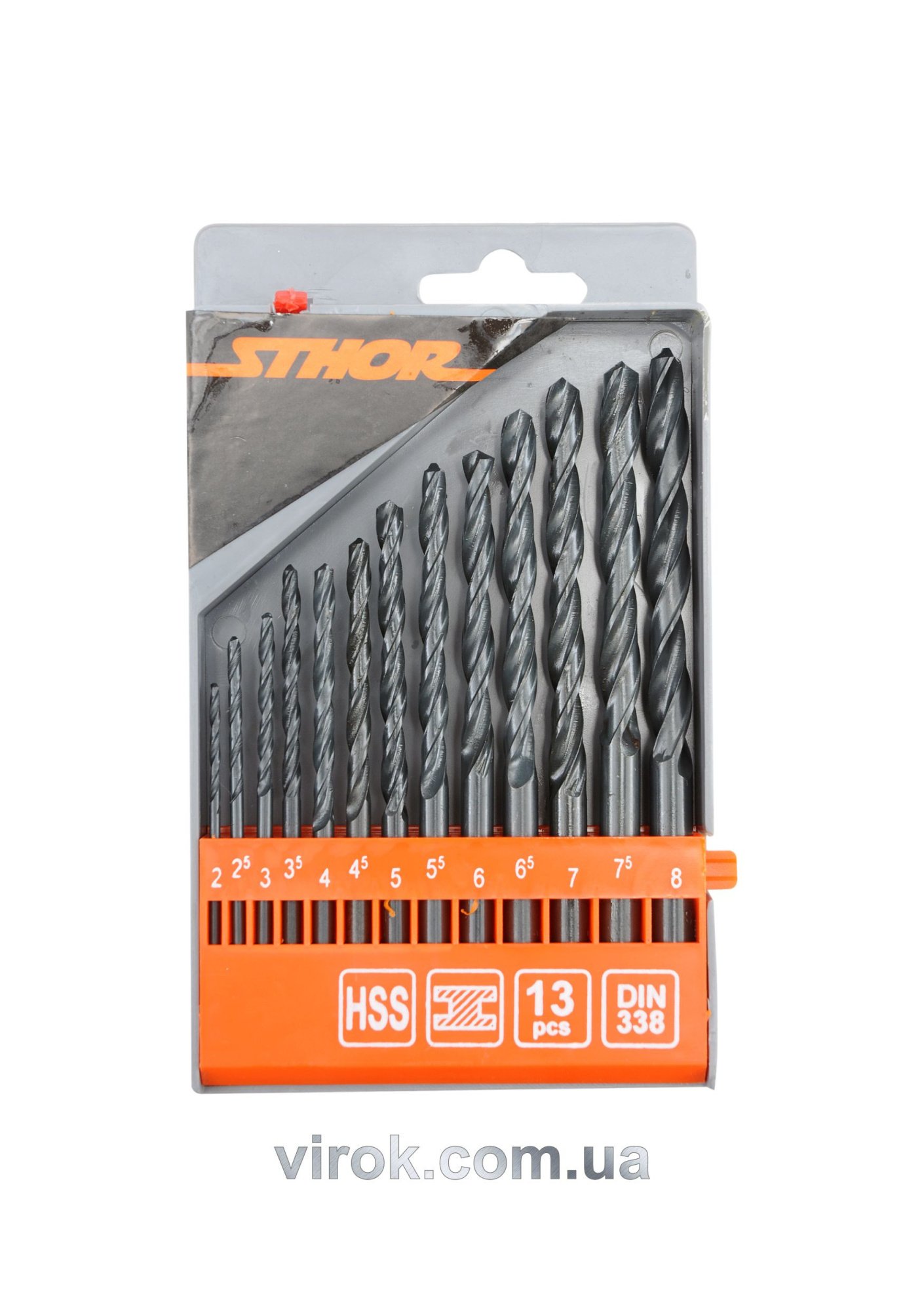 STHOR Набір свердл по металу HSS, Ø= 2,0 - 8,0 мм, 13шт.  | 22180
