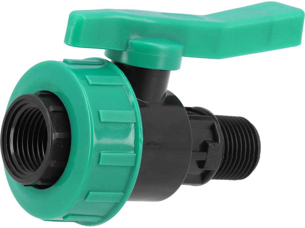 Кран кульовий до водяних пластикових труб  Ø= 1/2" Х 1/2" F/M-різьб FLO з поліпроп, для тиску 16Bar