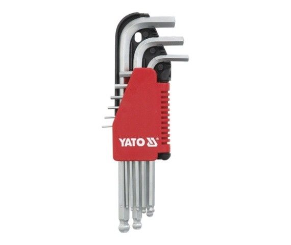 YATO Ключі 6-гранні Г-подібні з кульовим наконечником YATO : Cr-V, М 1.5-10 мм, 9 шт.  | YT-0505