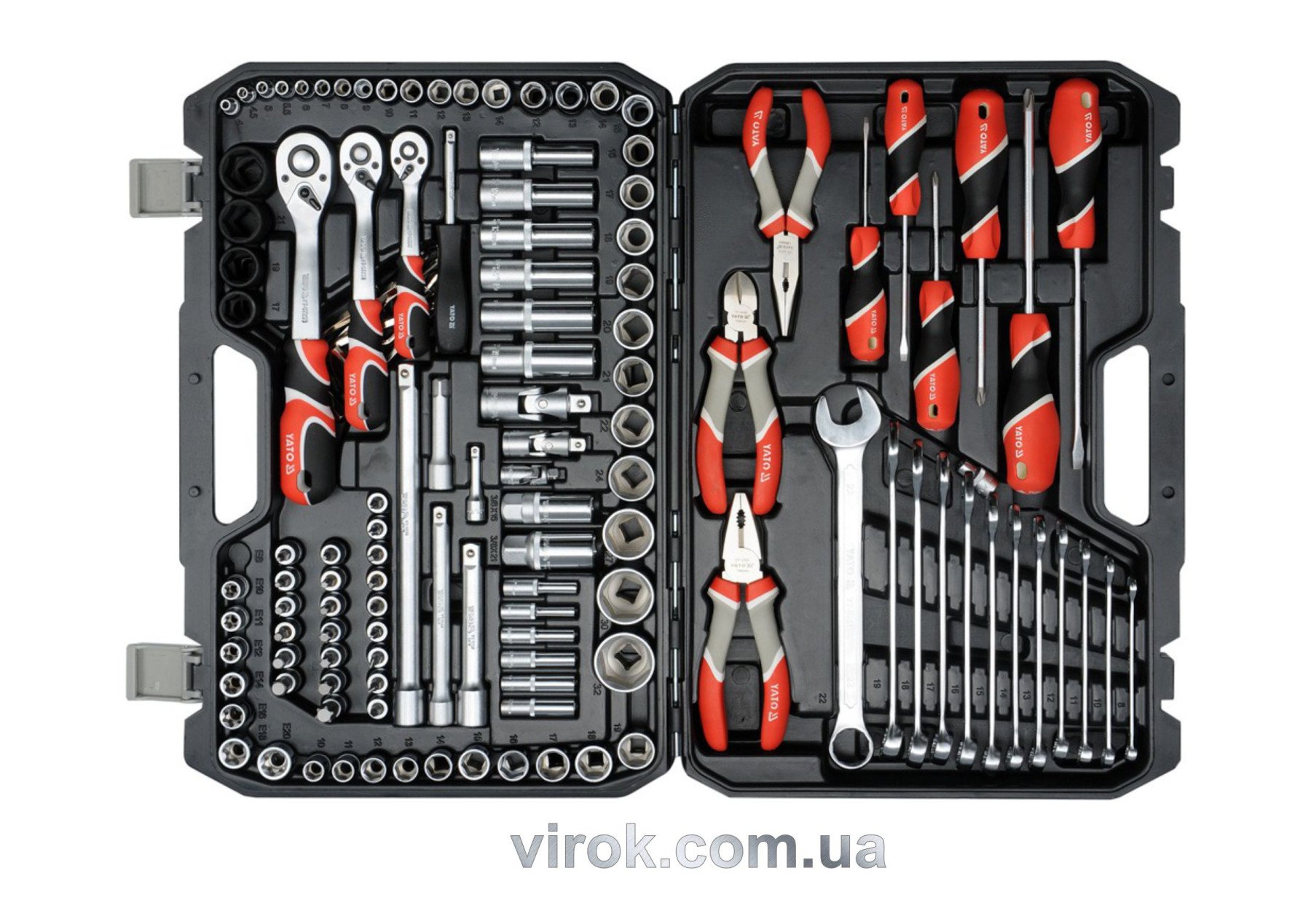 YATO Набір головок торцевих YATO : квадрат 1/2", 3/8", 1/4" з інструментами, насадками. 129 шт.  | Y