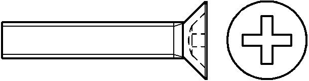 Винт с потайной головкой  6,0х 12 DIN 965