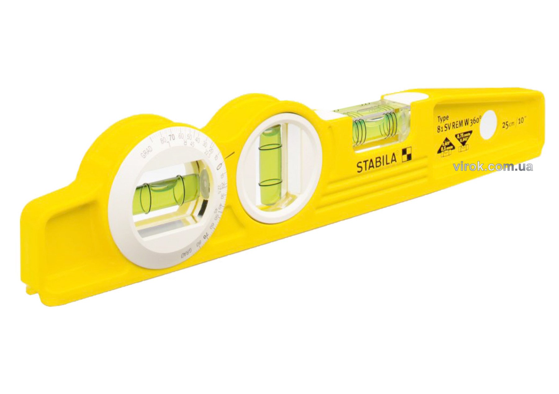 Рівень литий магнітний STABILA Type 81SVREМ : L= 25 см torpedo 3 капсули,1 обертова W360°+ чохол
