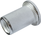 Гайка-заклепка алюминиевая, круглая плоская головка M4 (основа 0,5-2,0 мм.)