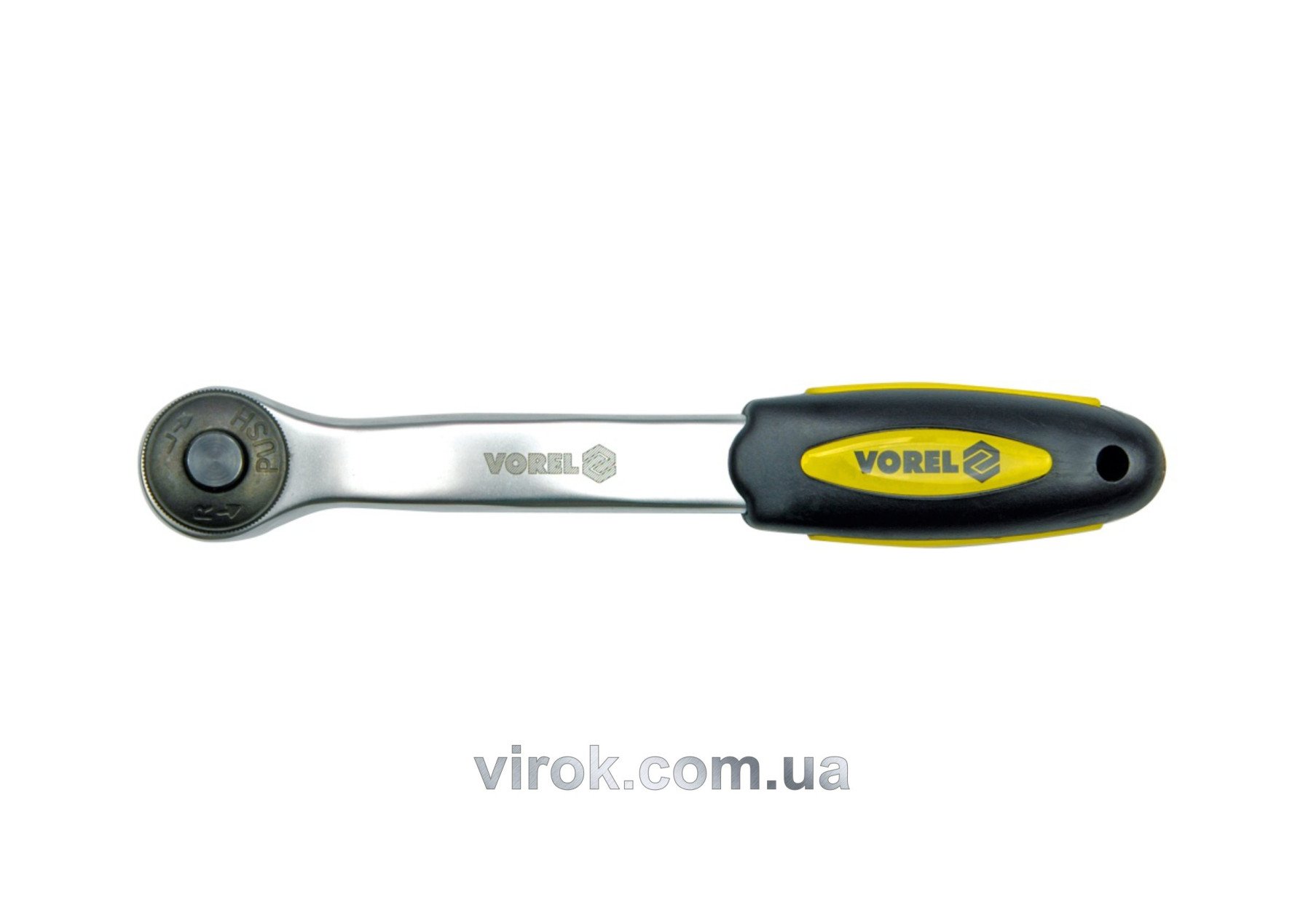 VOREL Тріщатка до головок торцевих, вигнута, квадрат 3/8", L= 200 мм, 72T, CrV  | 53572