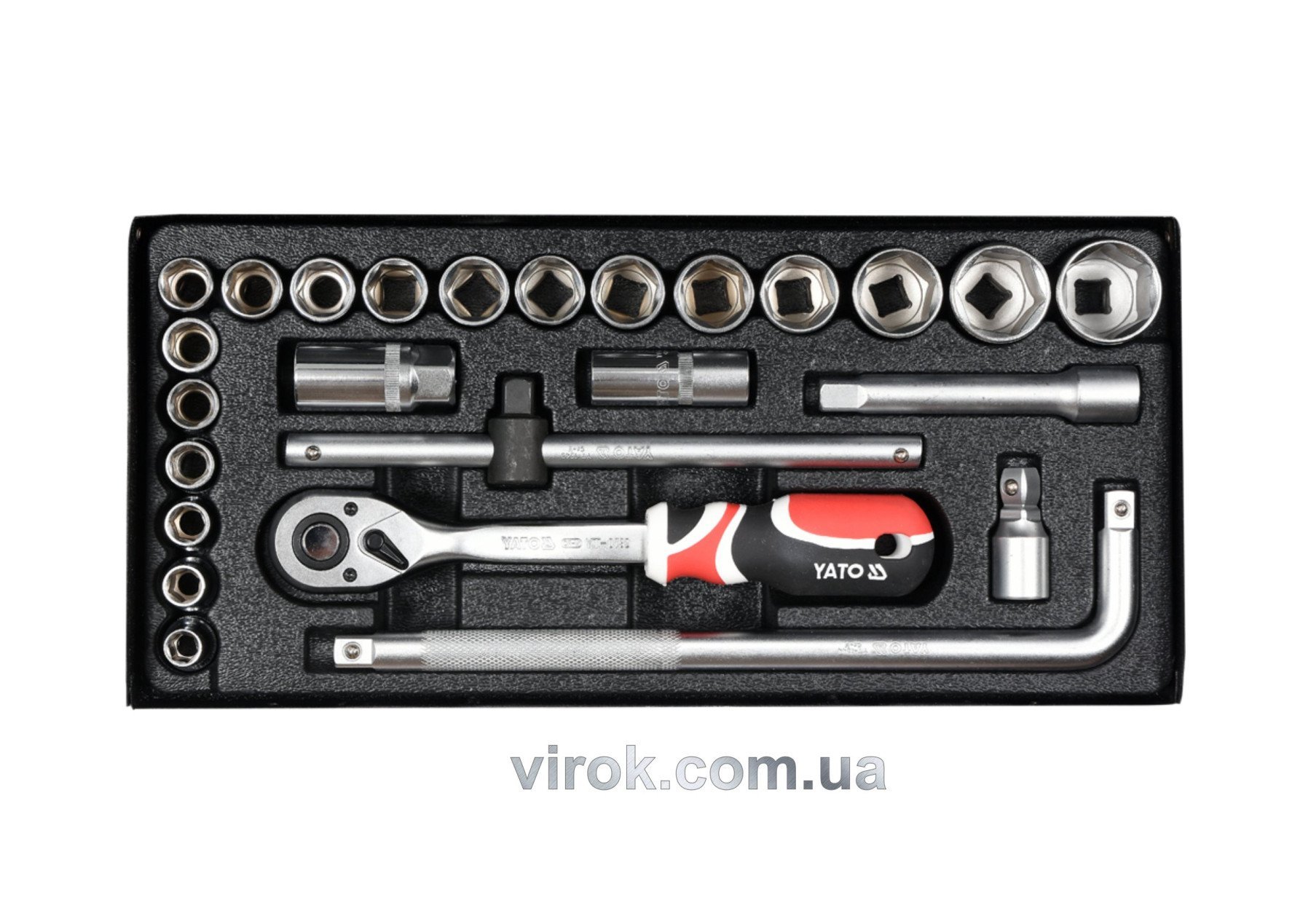 YATO Набір головок торцевих YATO : квадрат 1/2", M10-32 з інструментами. 25 шт.  | YT-12671