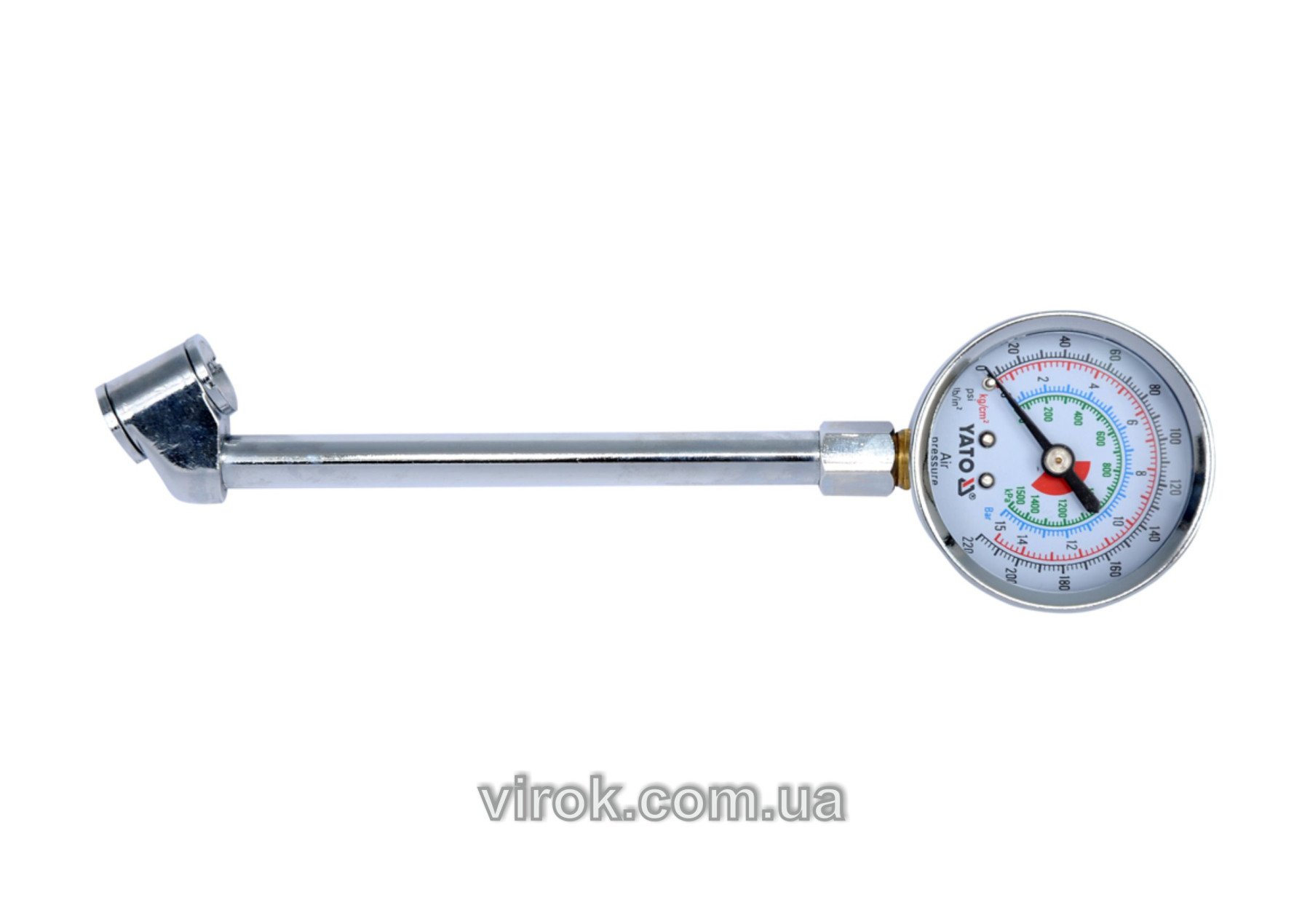 YATO Манометр до коліс вантажних авто YATO : L= 140 мм, P= 0-15 Bar (220 PSI)  | YT-24301