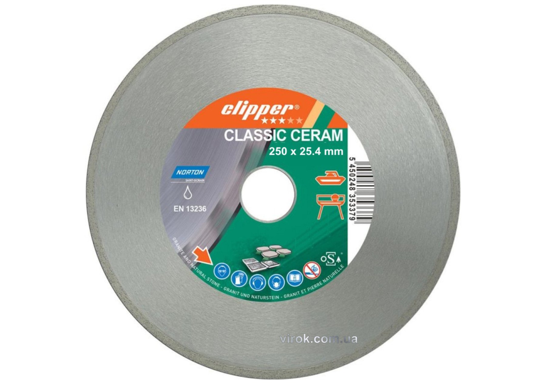 NORTON Диск алмазний по керамці CLIPPER CLA CERAM; Ø= 250 x 25.4 мм | 70V025