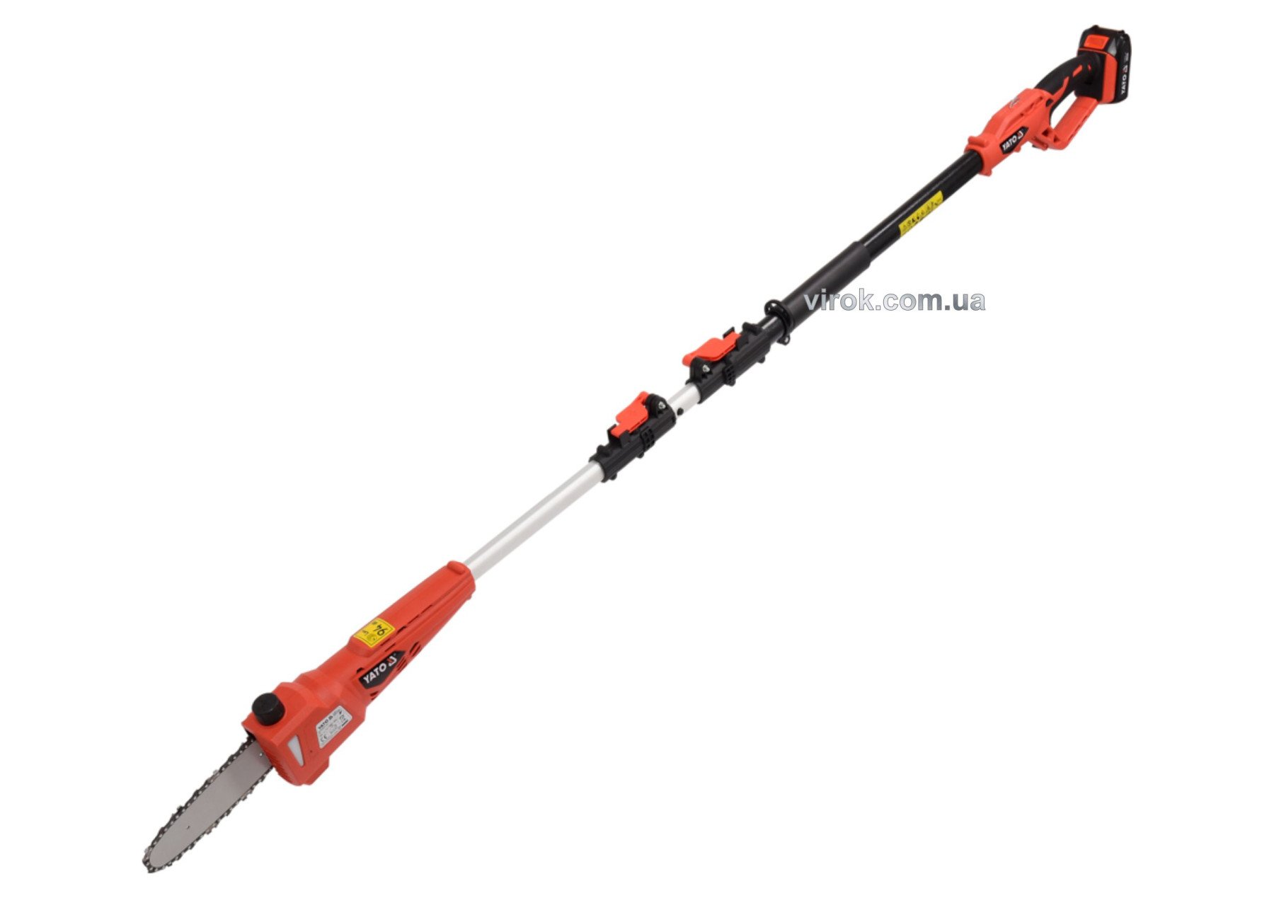 YATO Сучкоріз акумуляторний YATO телеск. 2-2,8м, Li-Ion 18В, 2АГод, леза l=20 см, з зарядн. пристроє