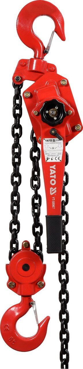 YATO Лебідка ланцюгова ручна YATO : з дотягувачем, H= 1.5 м, F= 6 т  | YT-58967