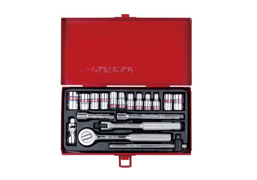 KING TONY Набор головок 1/4" 18 ед. 6-ти гранные,короткие, дюймовые дисковая трещотка | 2518SR