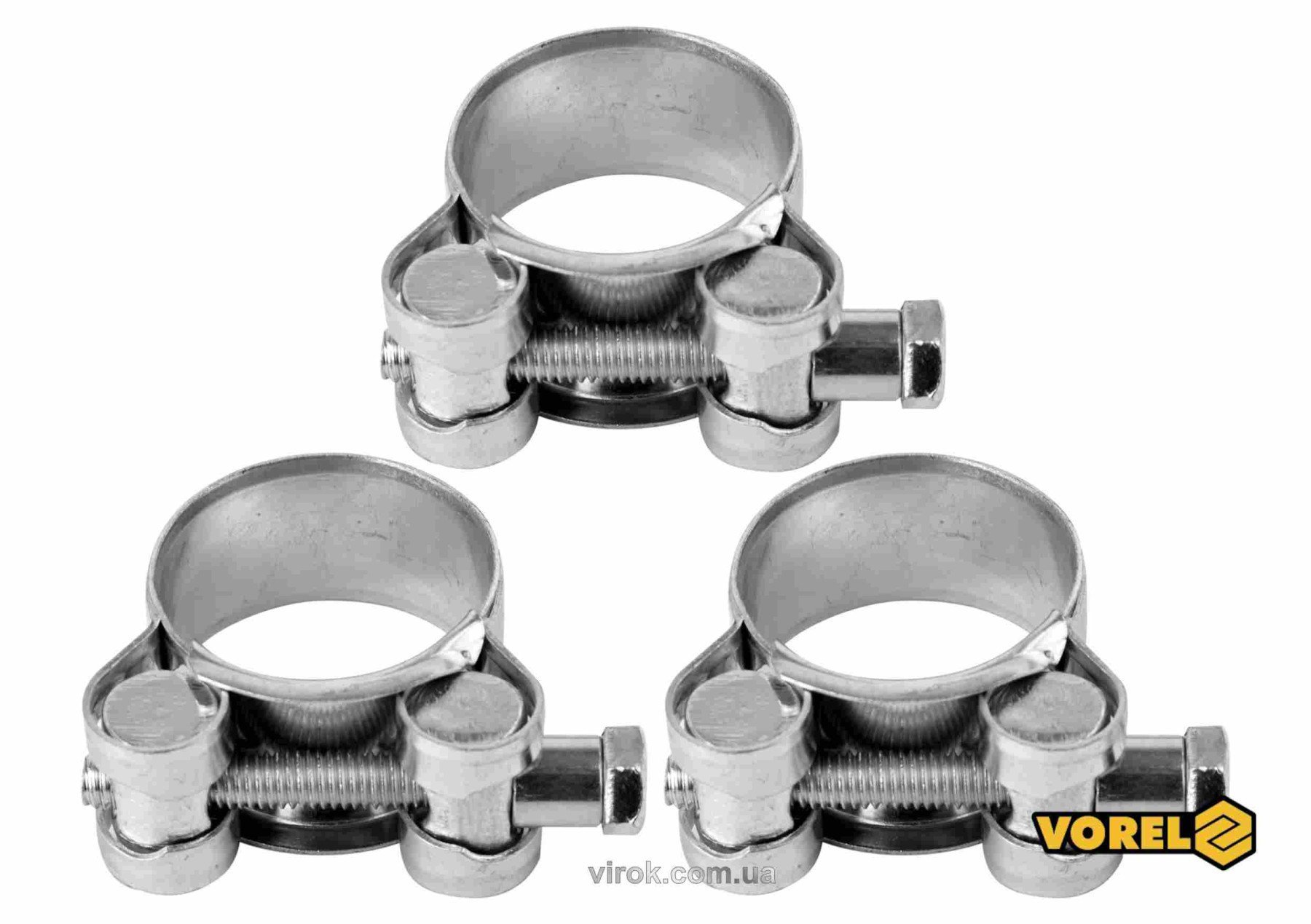 VOREL Хомут сталевий, з гвинтовим затискачем GBS W1 : Ø= 27-29/ 18 мм, оцинкований, 3 шт.  | 73791