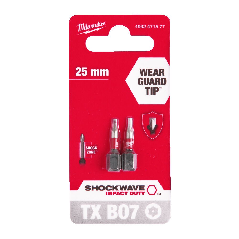 MILWAUKEE Біта SHOCKWAVE , TX BO7, 25мм, (2шт) | 4932471577
