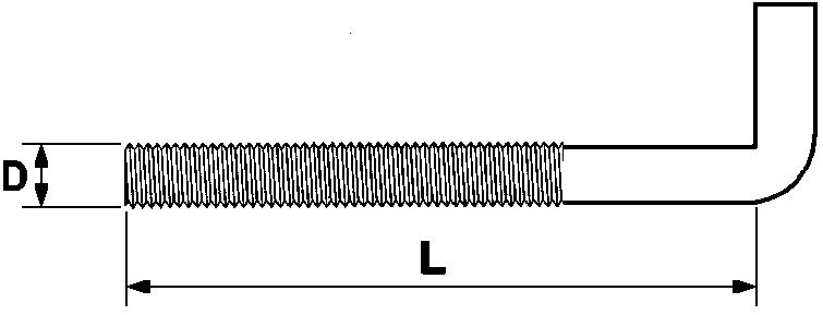 Винт-крюк L с метрической резьбой  6х70 (упаковка 10 шт.)