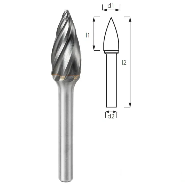 Борфреза сфероконическая заостренная (снарядная) PROFITOOL - 8х20х64х6 мм (G08206-3)