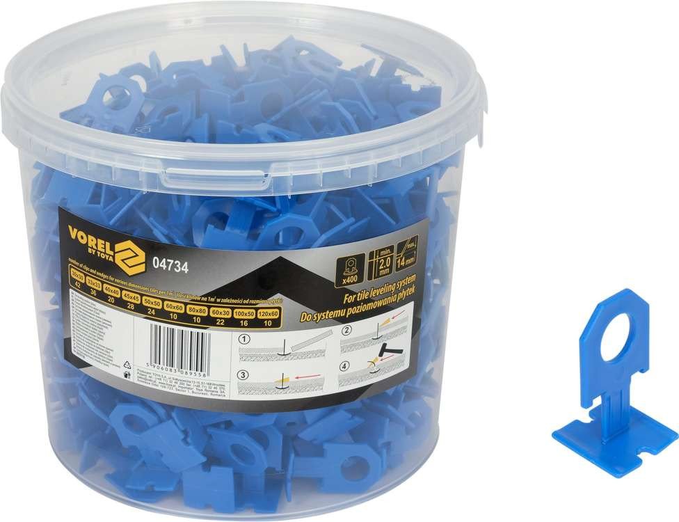 VOREL Кліпси для викладання керамічної плитки : 2 мм, t≤ 14 мм. 400 шт.  | 04734