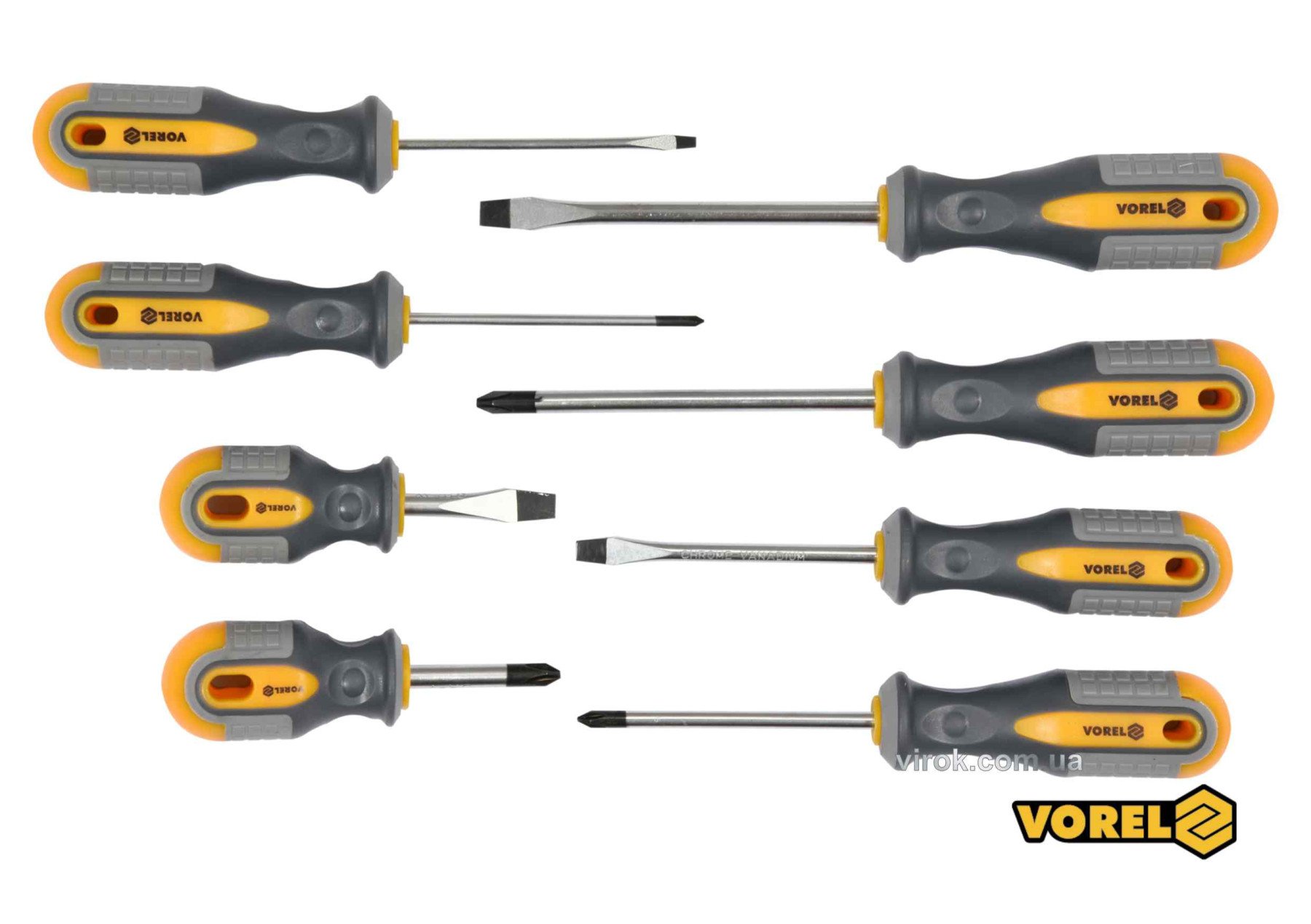 VOREL Набір викруток : SL, PH, Cr-V, 8 шт  | 60782