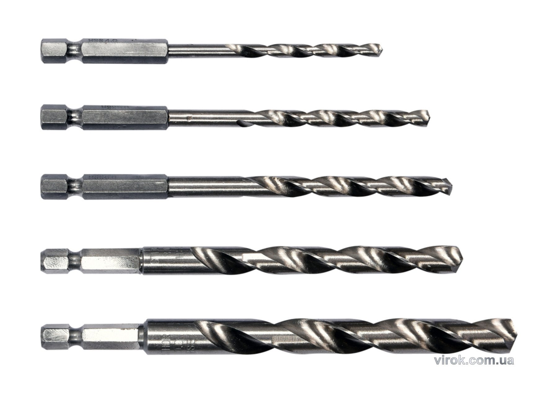 STHOR Набір свердл по металу : 6-гранний хвостовик HEX 1/4", HSS. Ø=4, 5, 6, 8, 10 мм, 5 Шт.  | 2165