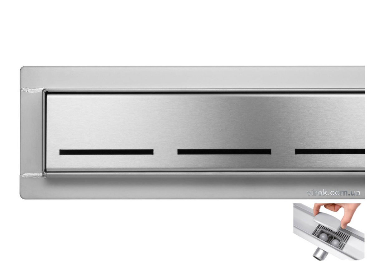 FALA Трап підлоговий для душу з нержавіючої сталі "LINE" ; 60х 7х 7 см, сифон h= 52 мм  | 75448