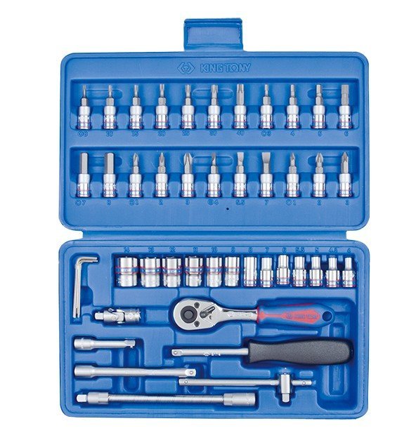 KING TONY Набор головок 1/4" 46 ед. 6-ти гранные, (4-14мм) в пластике | ST2346MR