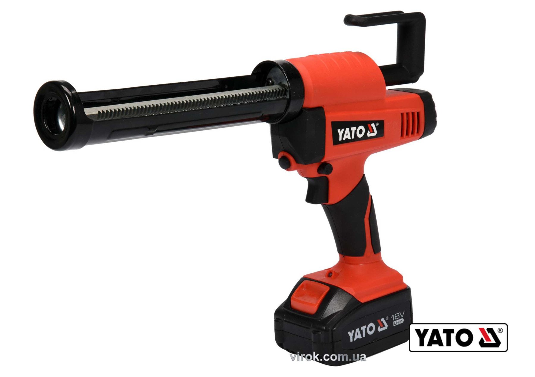 YATO Пістолет для клеїв і герметиків акумул. YATO: Li-Ion 18В, 4Агод, для тюбів l= 225 мм, 0.5-8 мм/