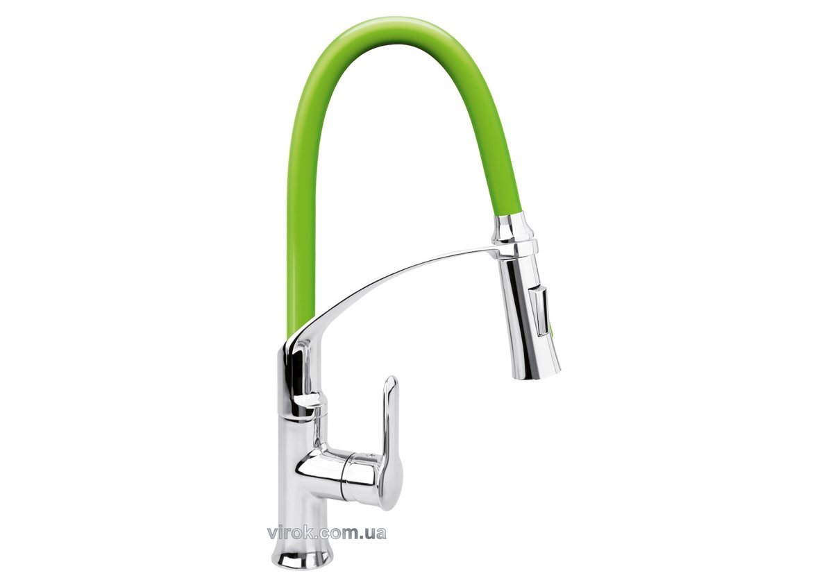 FALA Змішувач води "FLEXIBLE-2"для раковини з гнучкою зеленою лійкою, регулюв.потоку води,l=60 см(DW