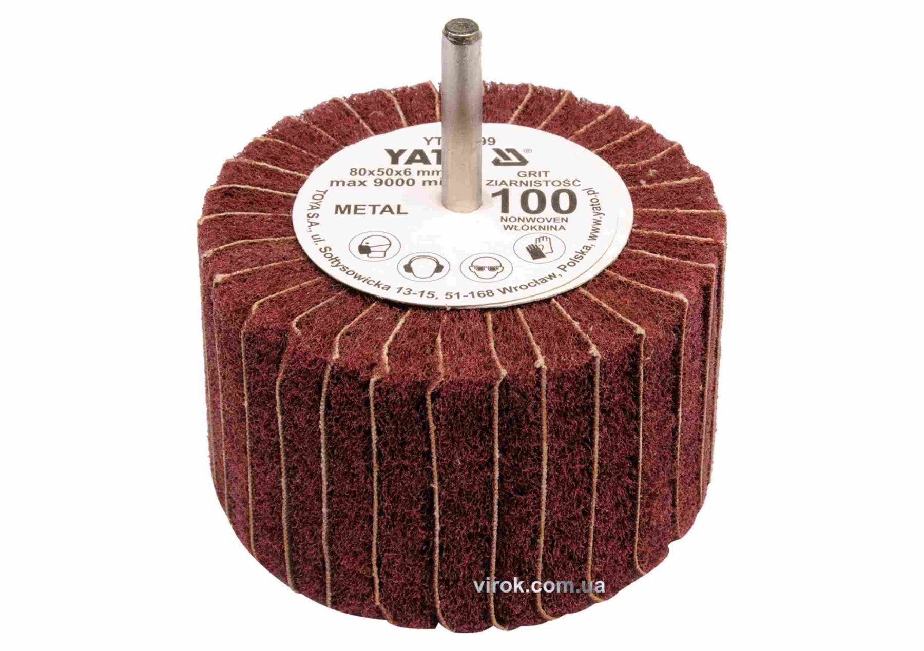 YATO Круг пелюстковий шліфувальний YATO : подовжений Ø=80 мм, К60, шпиндель Ø= 6 мм, H= 50 мм  | YT-