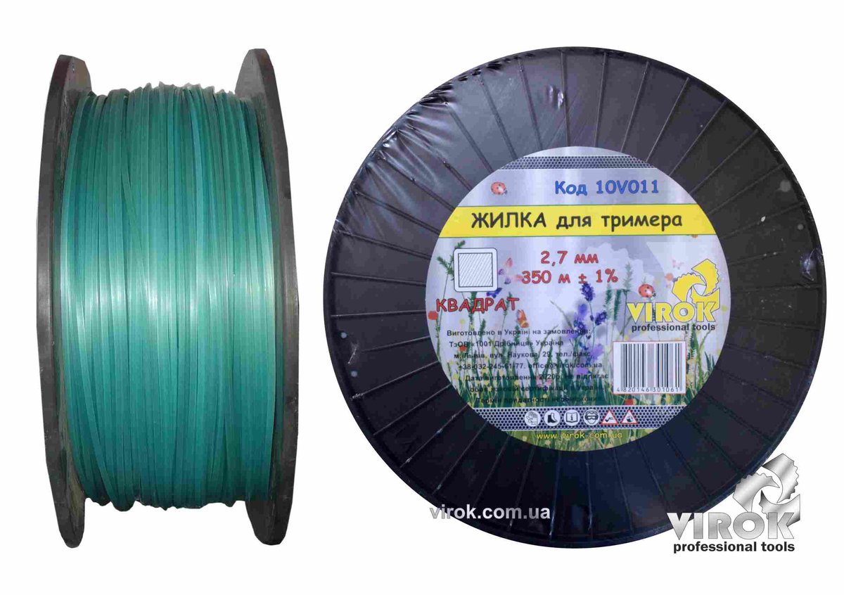 VIROK Жилка для тримера "КВАДРАТ" TM : Ø= 2.7 мм, l= 350 м (бобіна) | 10V011