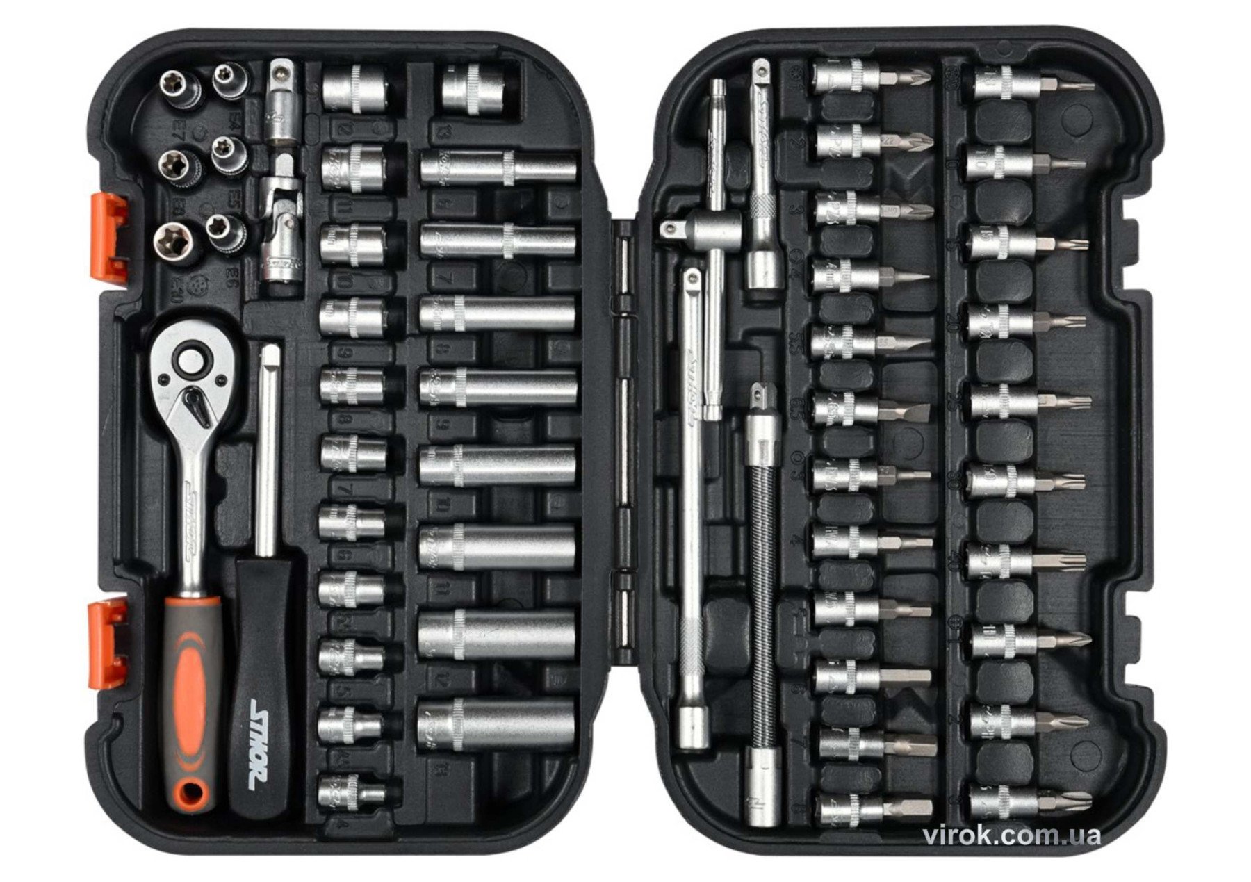 STHOR Набір головок торцевих, насадок : квадрат 1/4" з інструментами  | 58643