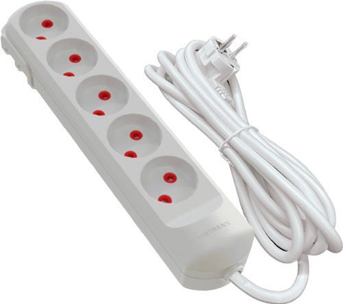 Подовжувач мережевий VIROK: l= 3 м, з 5 гніздами без заземлення