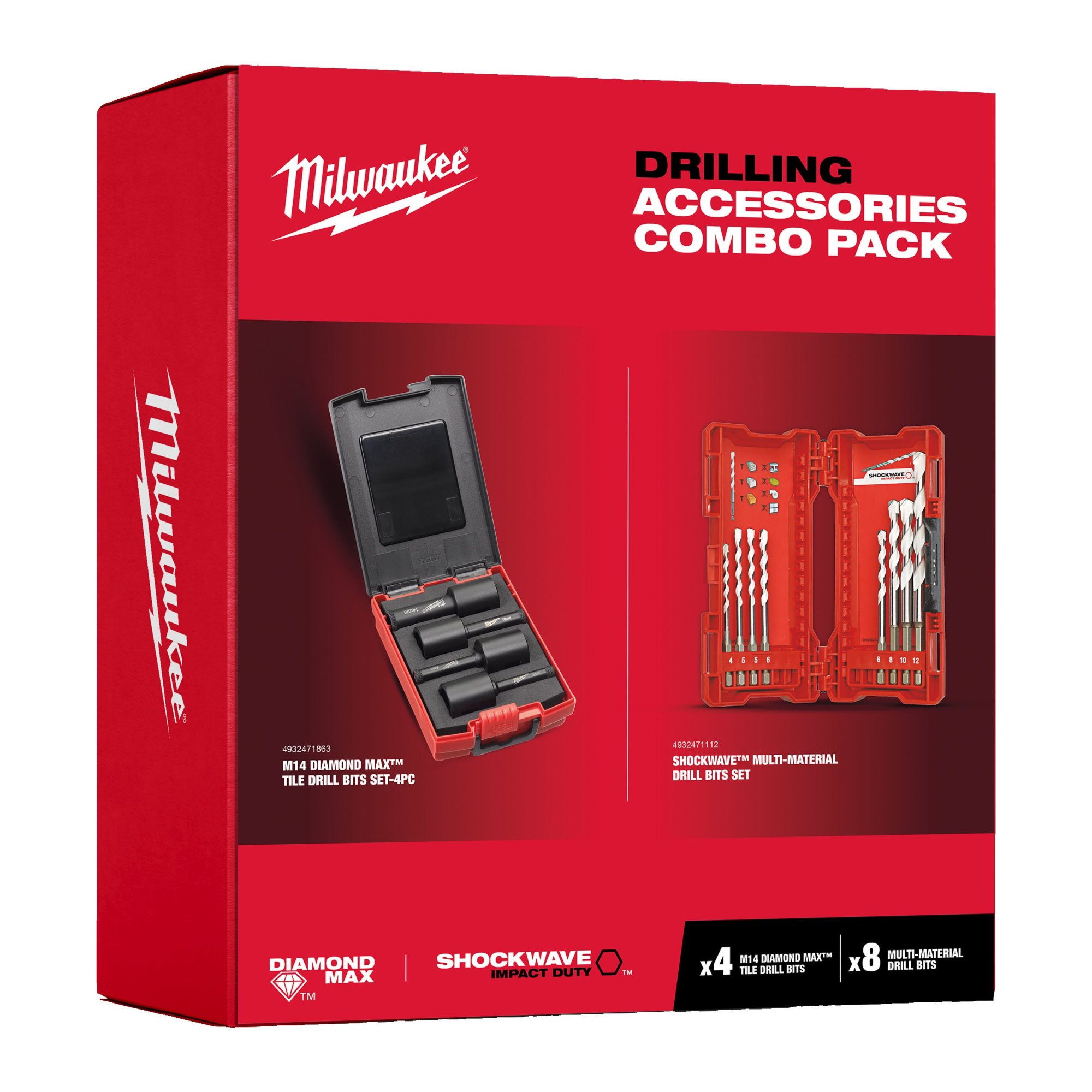 MILWAUKEE Набор сверл по мультиматериалам 8 ед. + набор алмазных корончатых сверл 4 ед. (1 шт) | 493
