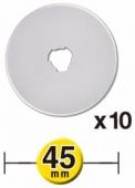 Лезвие OLFA RB45-10 дисковое 45мм 10шт; 0,3 мм с двойным углом заточки, для RTY-2 / G, RTY-2 / DX, 4