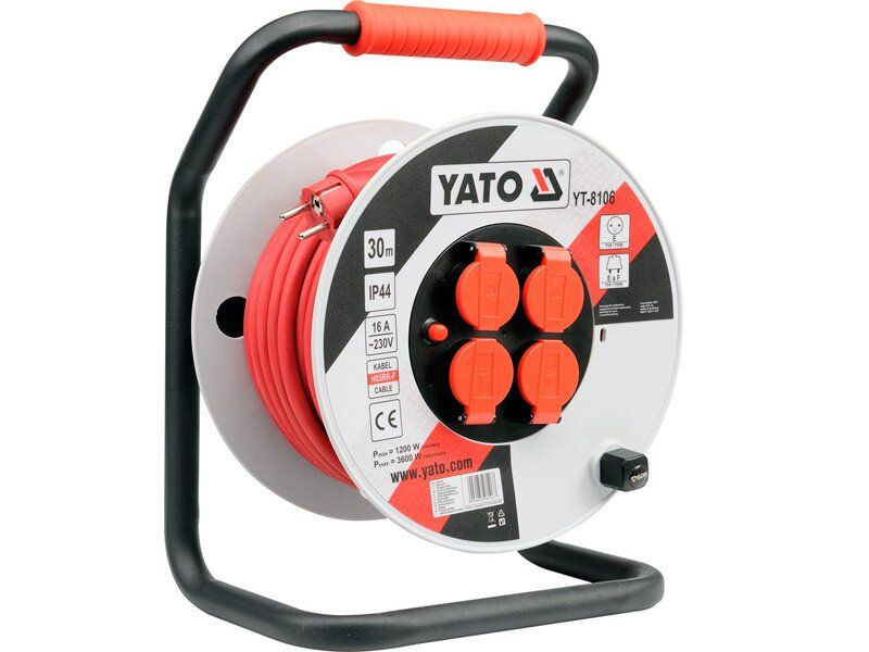 YATO Подовжувач мережевий YATO на котушці : L= 30 м. 3-жильний Ø=2,5 мм²  | YT-8106