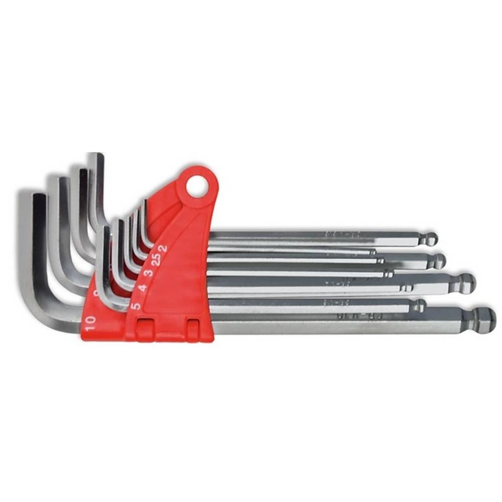 Набір ключів імбусових з кулею, подовжених, Cr-V, 9 шт. (2–10 мм) Technics | 49-120