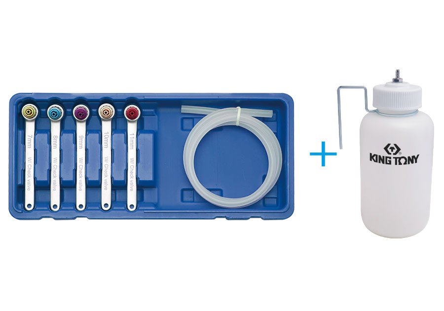 KING TONY Набор для прокачки тормозов 7 предметов + бутылочка | P9BC5001MR