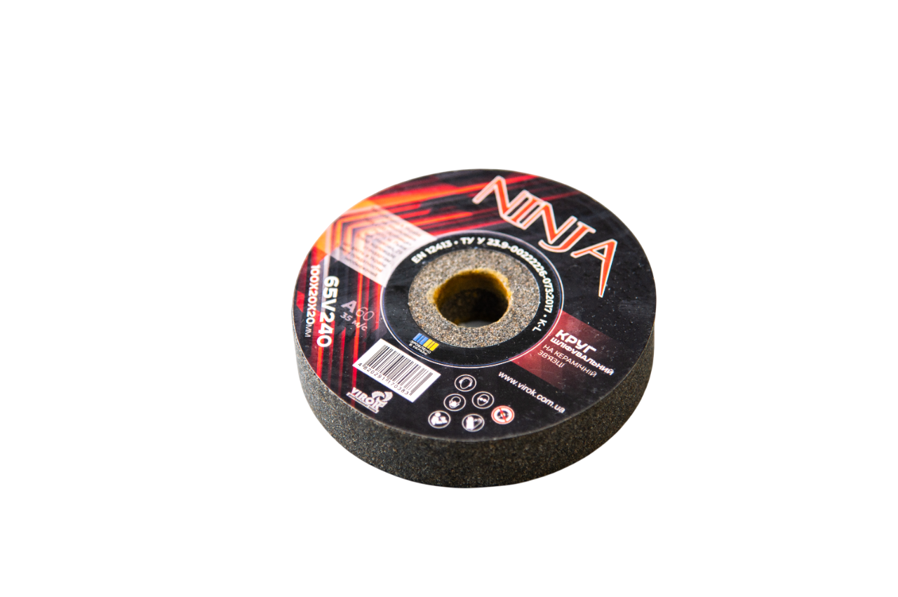 Круг для точила на керамічній зв'язці  NINJA 100х20х20 мм F60 ТМ VIROK, твердість K