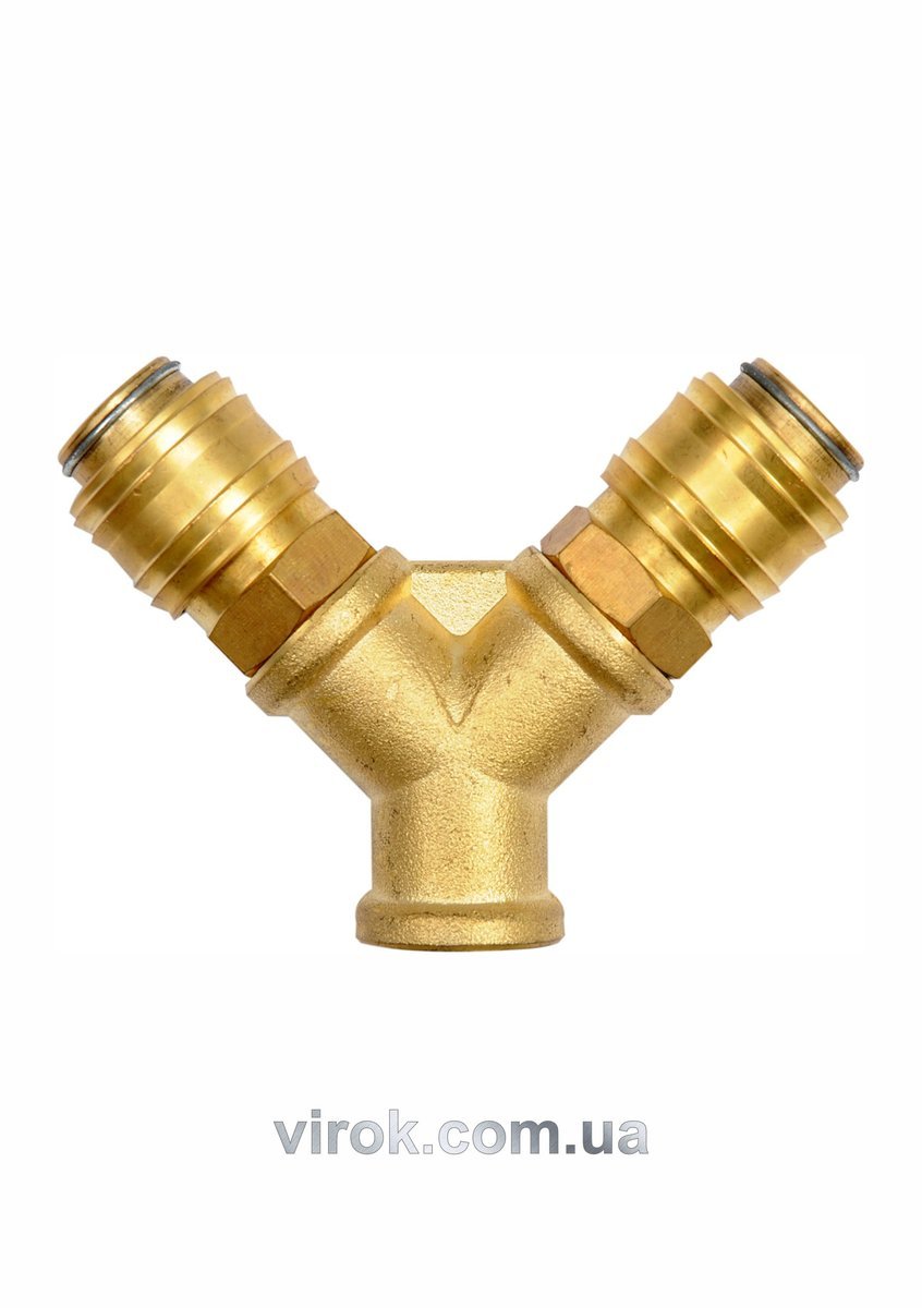 YATO Швидкознімне латунне з'єднання пневматичне YATO, 2-сторон. розгалуження Ø= 1/4" і внутр.Ø= 3/8"