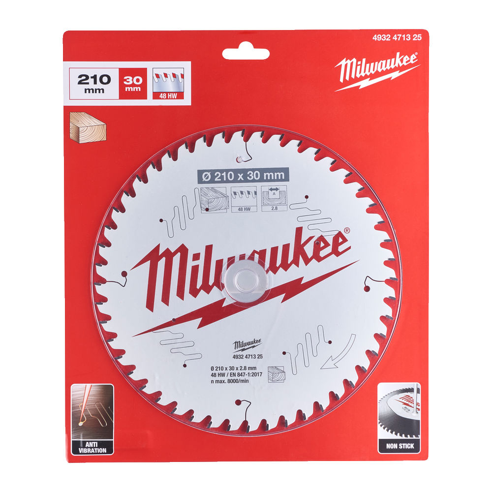 MILWAUKEE Диск пиляльний PFTE THIN KERF , Ø210х30х2,8мм, 48 зуб. | 4932471325