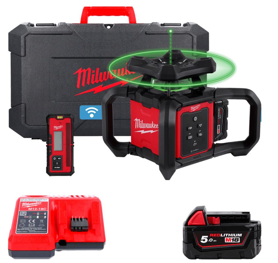 Нівелір ротаційний лазерний акум., M18 RLOHVG300-501C (+лаз.прийм., зар.пр.,2ак.Х5Аг, кейс)