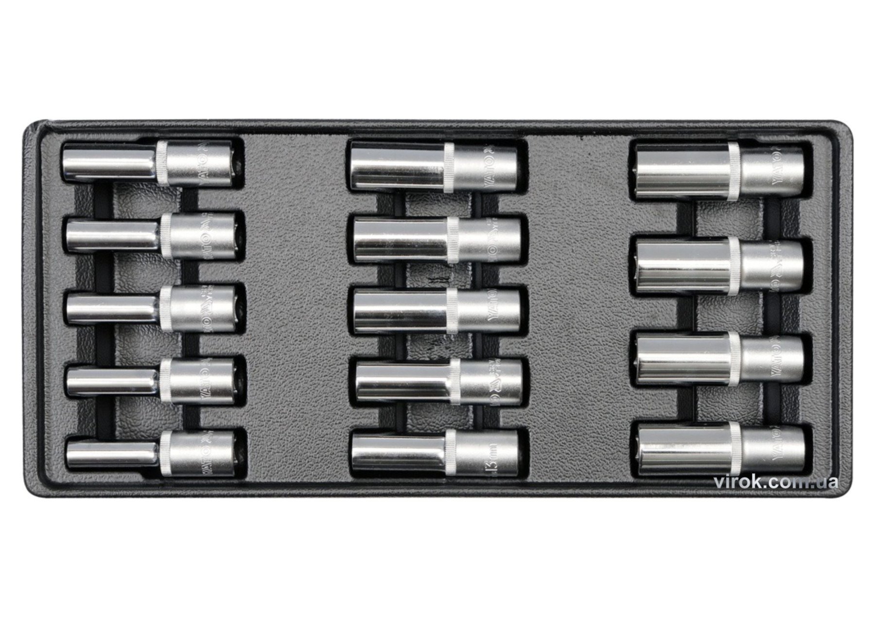 YATO Вклад до інструментальної шафи YATO, торцеві глибокі ключі з квадр. 1/2", 14 елем.  | YT-5539