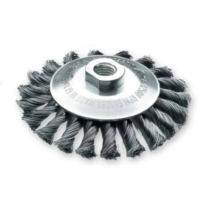 Щетка коническая 100хМ14х2.0 мм, ст. проволока 0.5 мм, Z18 жгутов, 12500 об / мин. IP LESSMANN